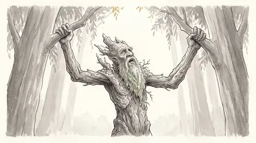 Treebeard stopped in a forest clearing with his head thrown right back and his arms half-lifted, saying it out loud to the canopy — the amendment being made aloud to nobody, the way the Long List was…
