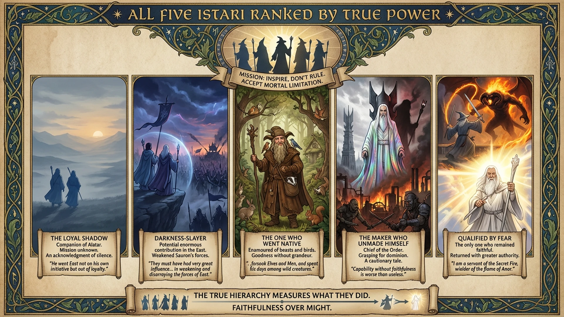 All Five Istari Ranked by True Power | Tolkien Deep Dive Infographic