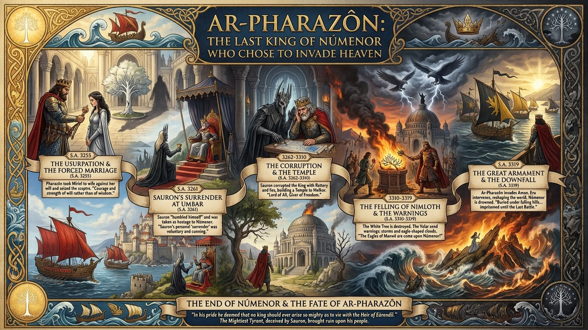 Ar-Pharazôn: The King Who Invaded Heaven | Silmarillion Explained Infographic