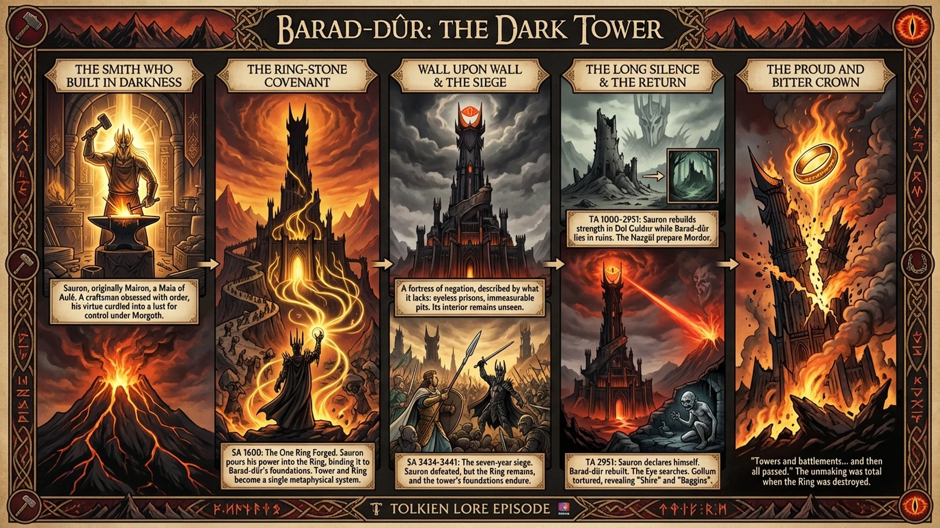 Barad-dûr: The Tower Built on Sauron's Soul | Tolkien Lore Explained Infographic