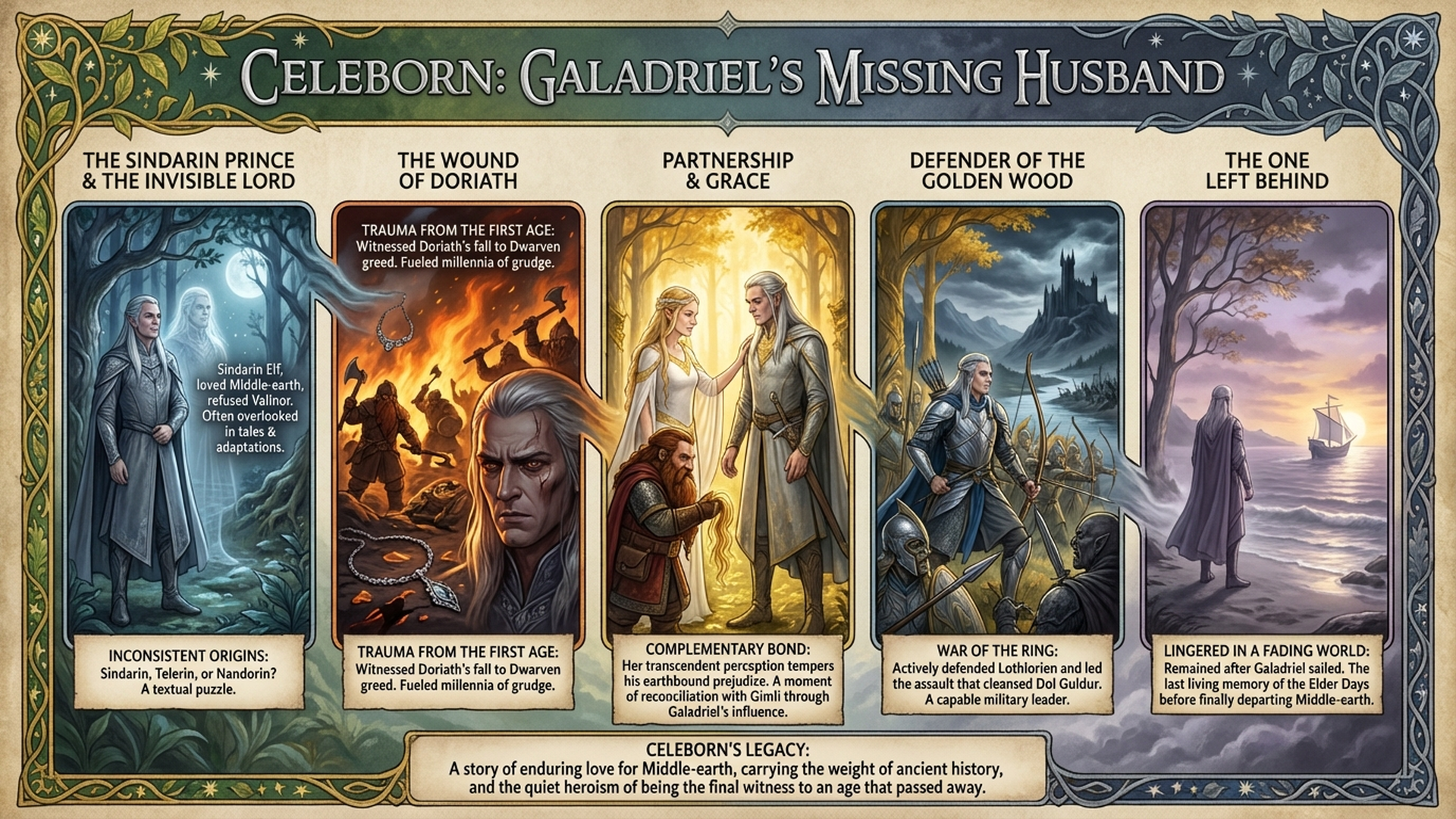 Celeborn: The Elf Who Stayed When Galadriel Left | Tolkien Explained Infographic