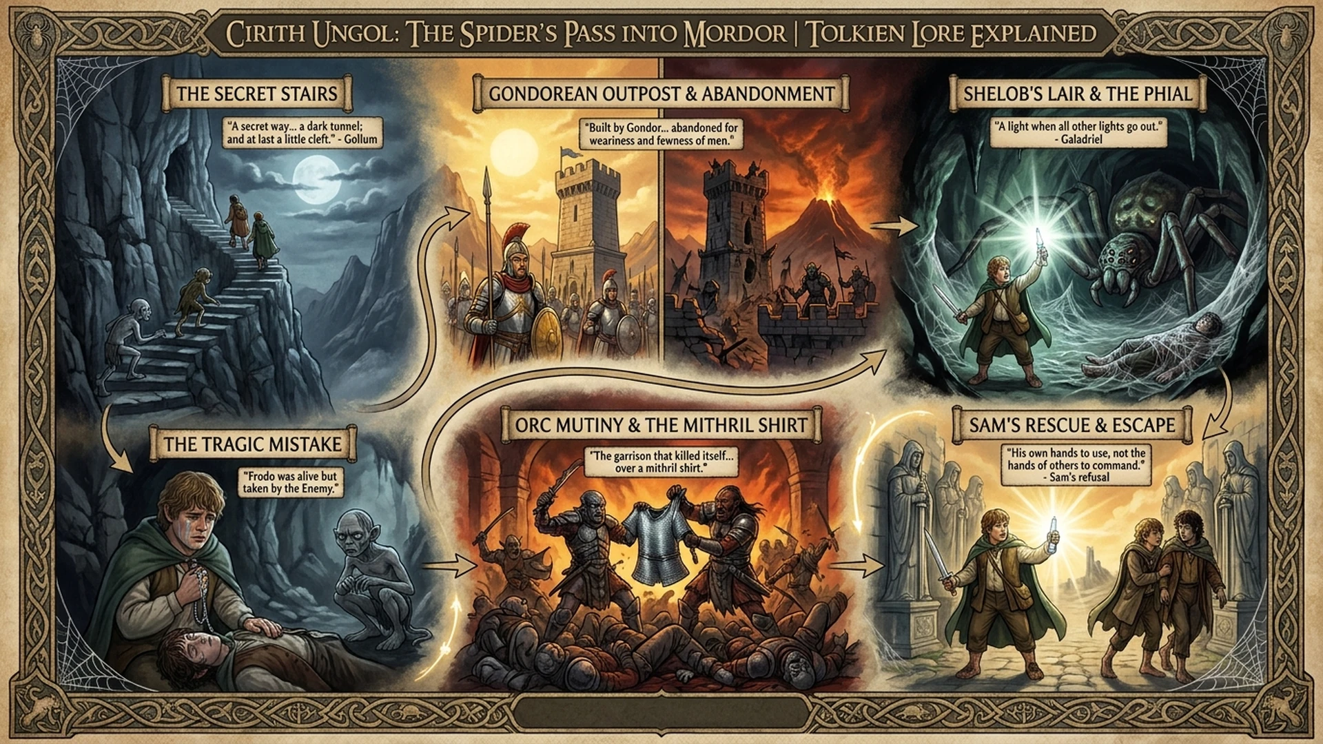 Cirith Ungol: The Spider's Pass Into Mordor | Tolkien Lore Explained Infographic
