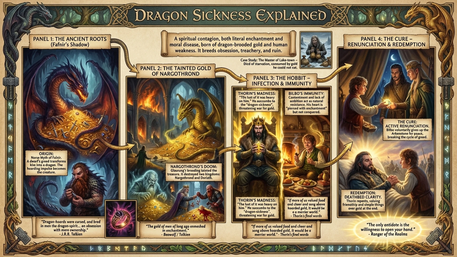Dragon-Sickness: The Cursed Gold That Destroyed Kings | Tolkien Lore Explained Infographic