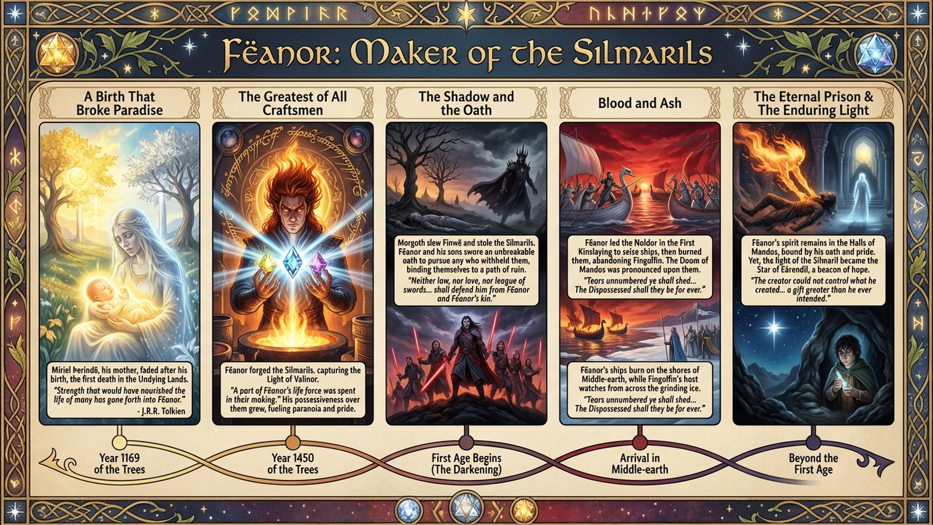 Fëanor: The Elf Who Destroyed Paradise | Silmarillion Explained Infographic