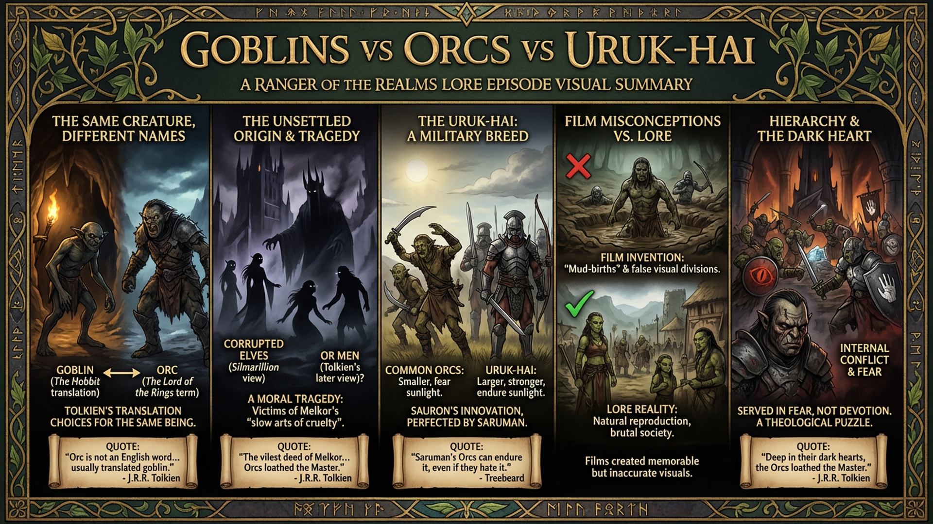 Goblins vs Orcs vs Uruk-hai: What's the Difference? | Tolkien Lore Explained Infographic