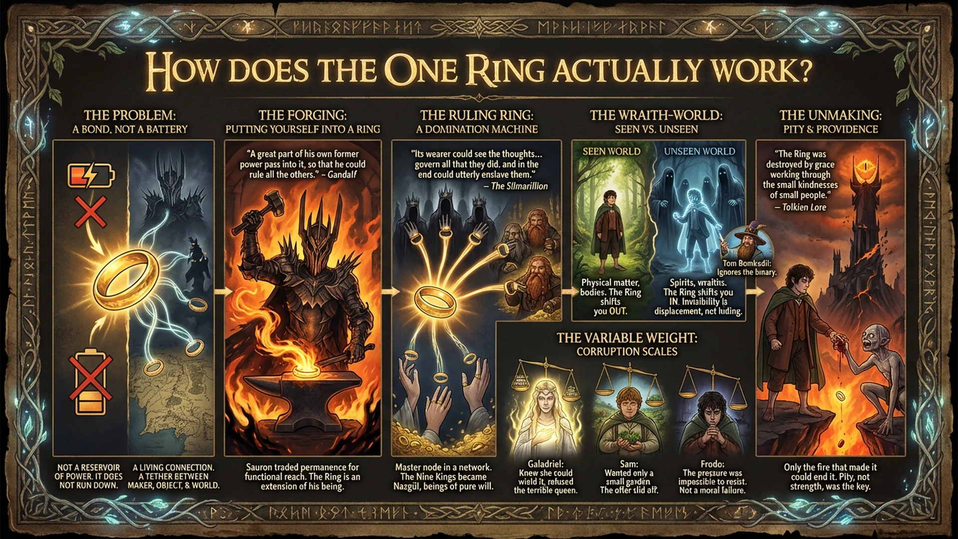 The One Ring: How It Actually Works | Tolkien Lore Explained Infographic