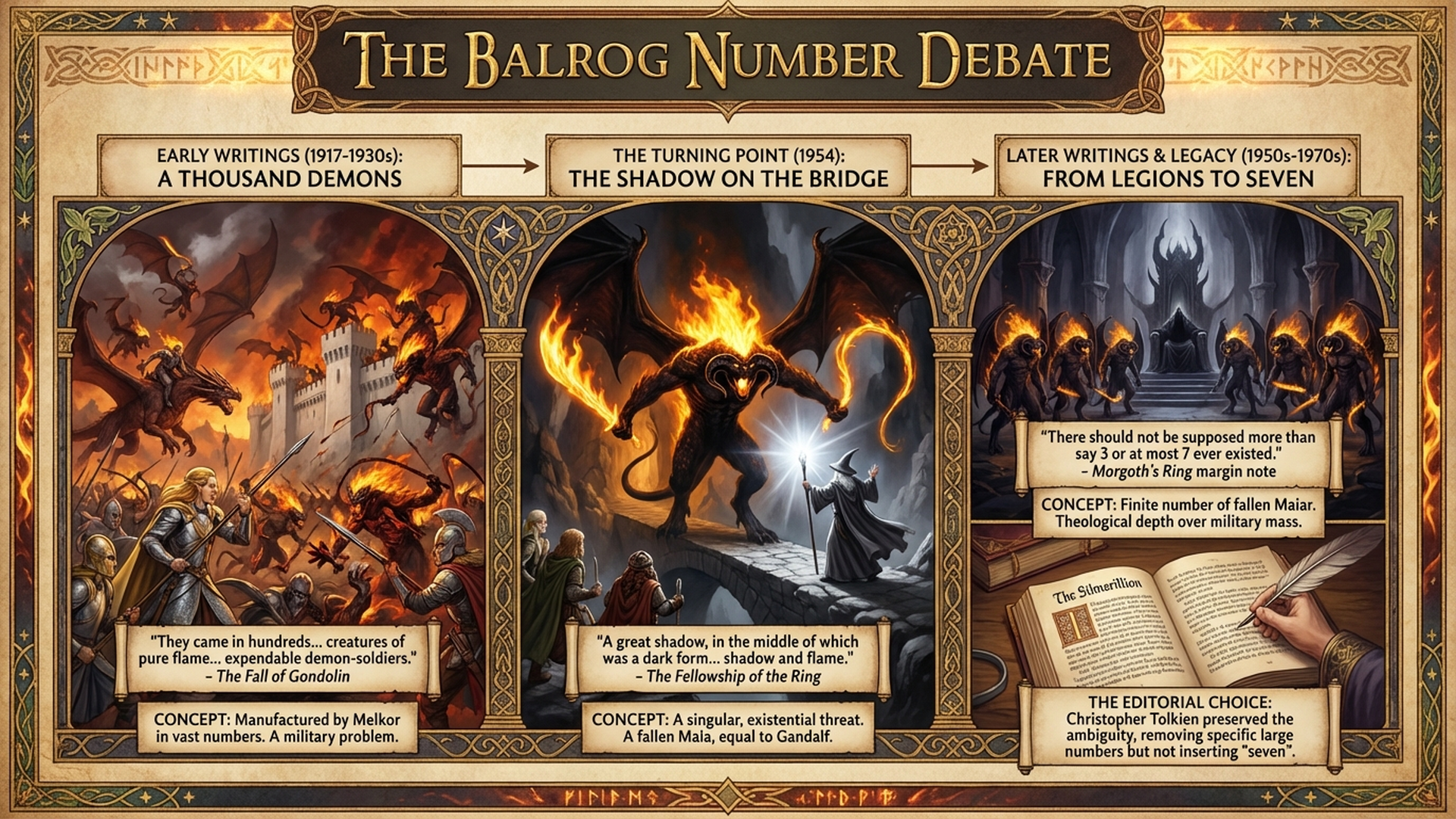 Balrogs: Hundreds or Seven? Tolkien's Great Debate | Silmarillion Explained Infographic