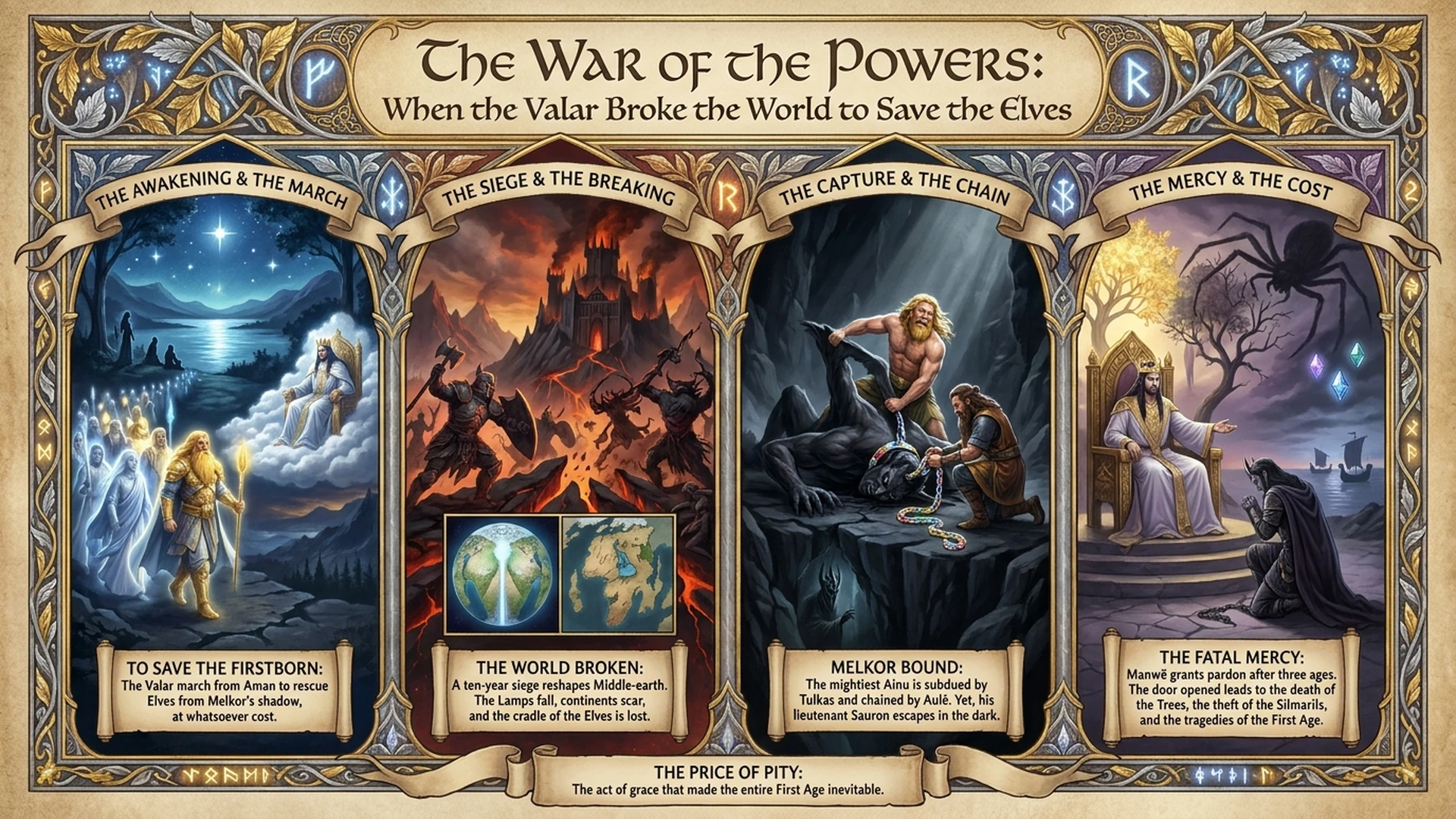 War of the Powers: Valar vs Melkor Explained | Silmarillion Deep Dive Infographic