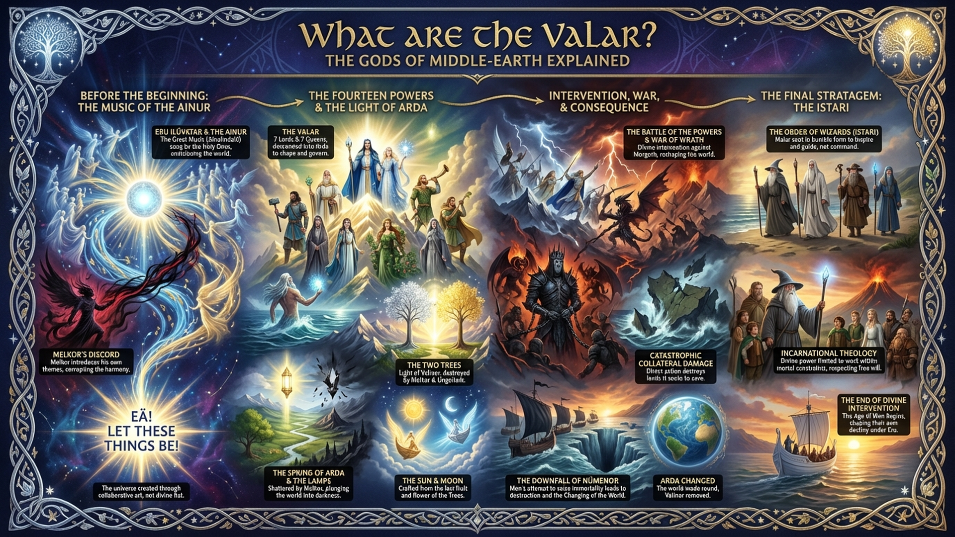 The Valar: The Gods of Middle-earth Explained | Tolkien Lore Infographic