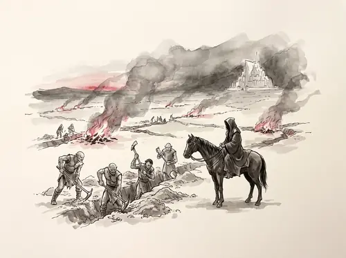 The Morgul-host overruns the Pelennor; Nazgûl swoop on the retreating men; siege lines are dug before the City.
