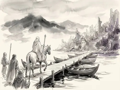 Gandalf rides with the Host from the City.