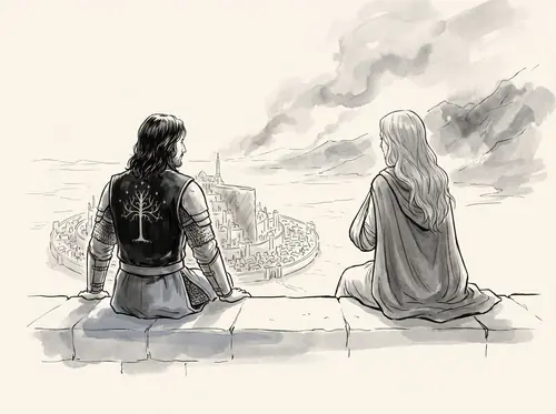 Faramir and Éowyn in the Houses of Healing.