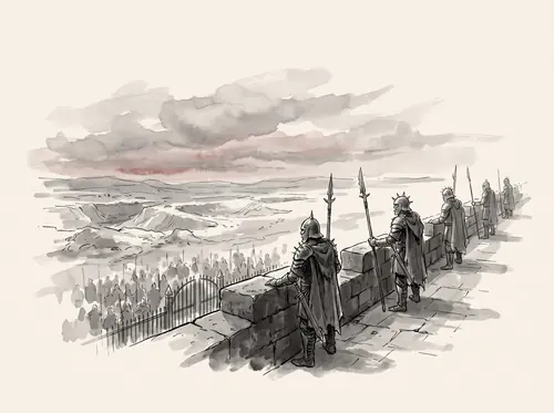 Sauron withdraws his forces behind the Morannon; the land before the Host lies empty.