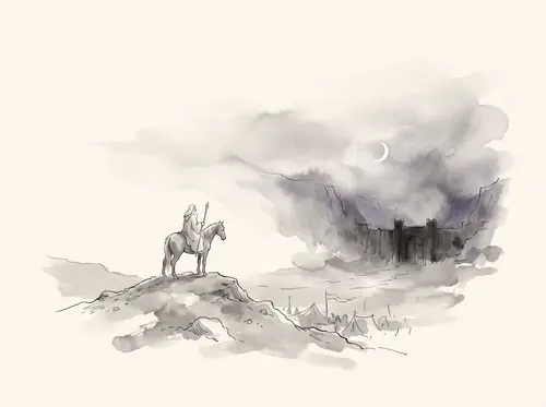 Gandalf with the Host in the Desolation of the Morannon.