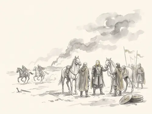Éomer with the Host in the Desolation of the Morannon.
