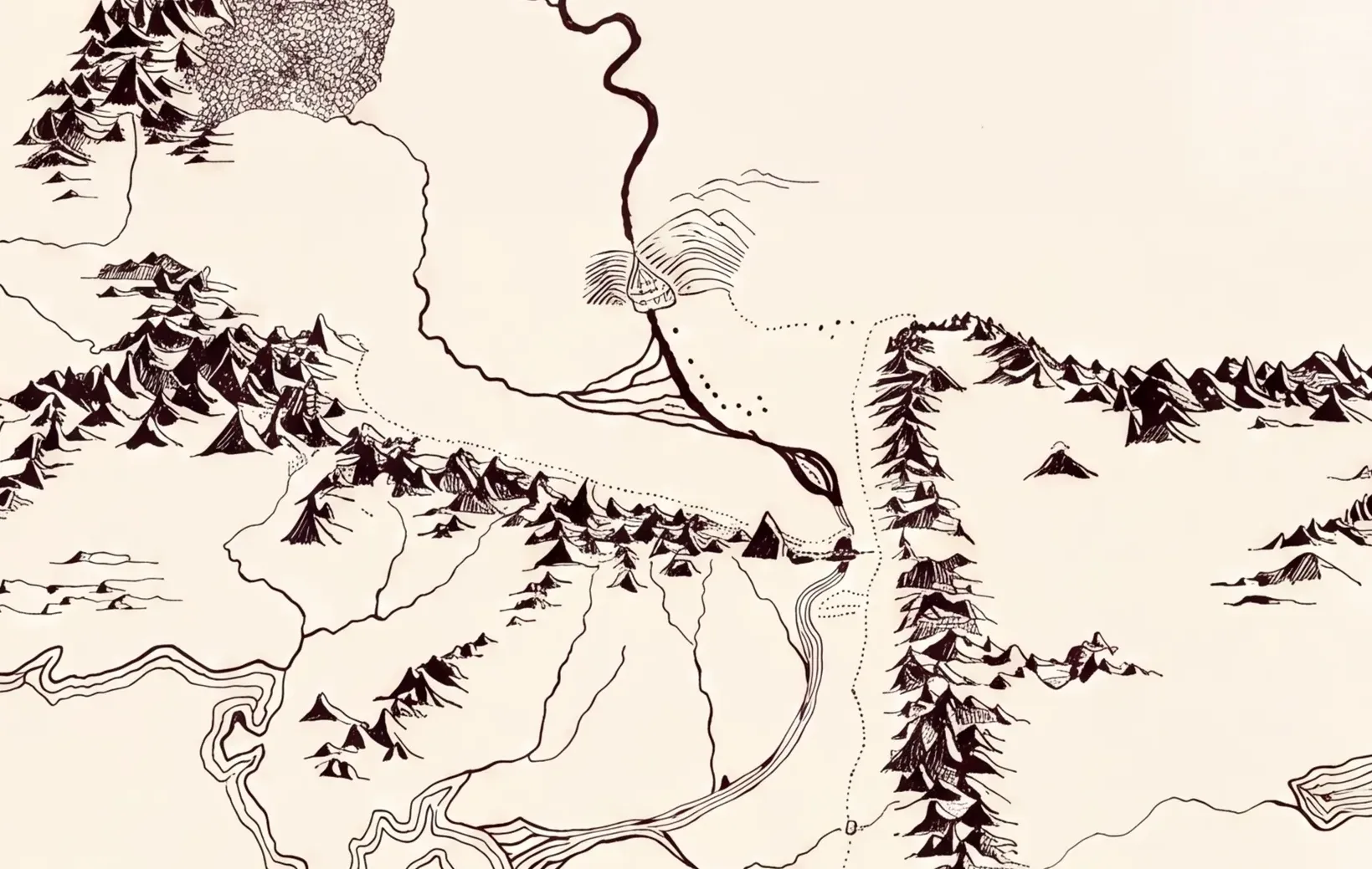 Rohan, Gondor and Mordor on the label-free chart of Middle-earth used in the episodes